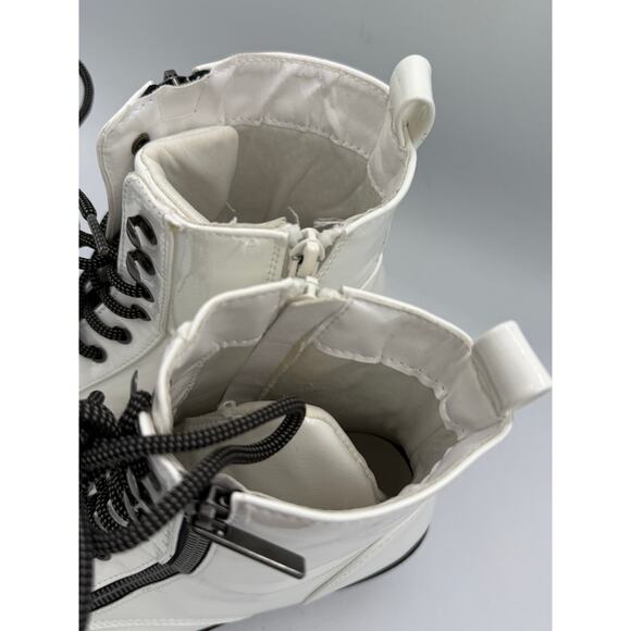 Forever 21 White Chunky Lace Up Boots - Picture 3 of 9